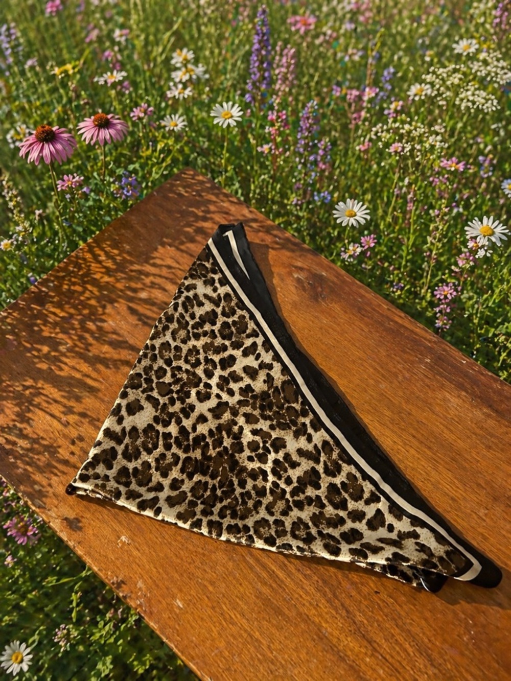 Leopard Print Women's Triangle Scarf - Black & Brown